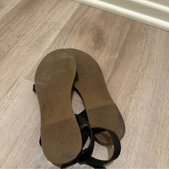 Madewell Boardwalk Ankle Wrap Black Strappy Leather Sandals - Picture 6 of 8